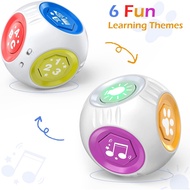 Bilingual Educational Toy for 1 Year Old Boy Girl, Musical Learning Cube Baby Toy 6-9-12-18 Month, B