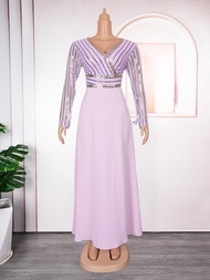 Halloween Plus Size African Evening Party Dresses for Women Dashiki Ankara Sequin Wedding Gown Elega