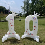 106.6cm White Standing Crown Number Balloon, Printed Aluminum Film Birthday Balloon
