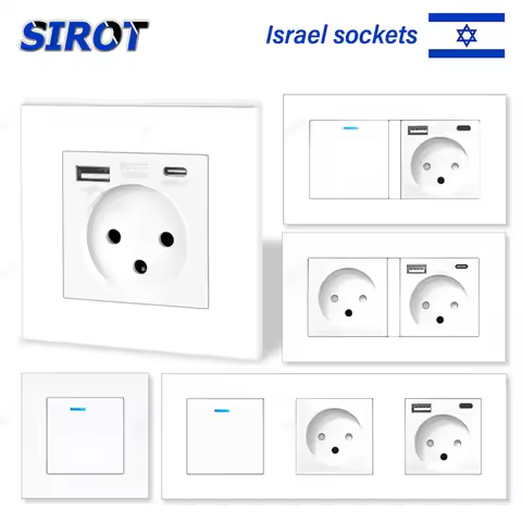 SIROT Israel Wall Socket Power,5V 2.1A USB Type-C Mobile Phone Charging Port,White Israel Standard S