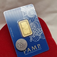Murni Mewah Emas999.9, Gold Bar Pamp Gold Bar Fortuna G10 Gram 1858 1.6 cm Pd
