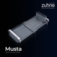 ZUHNE Musta Small Dish Drying Rack with Extendable Tray, Grey (SG Stocks)