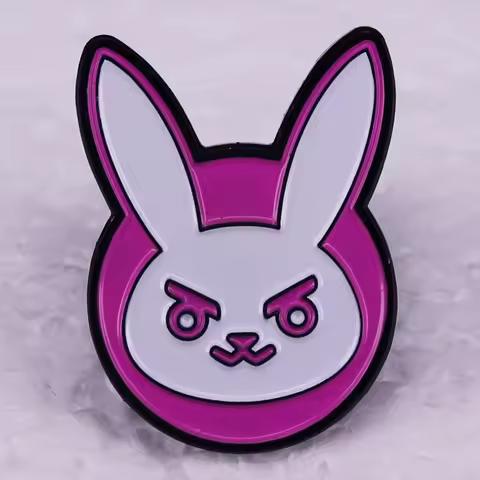 Overwatch game Dva Pink Bunny logo badge enamel pin jewelry