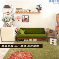 日式 karimoku60實木沙發復古綠色絲絨布藝休閒小沙發小戶型客廳