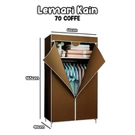 lemari pakaian portable lemari portable lemari baju 2 sisi lemari kain + gantungan baju resleting
