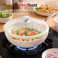 REDBUZZ Cobblestone White Non-Stick Pan 28cm Cooking Pot Cookware Hotpot Cooker Periuk 不粘锅