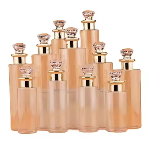 Transparent Plastic Empty Bottle Diamond Lid 100ml 120ml 150ml 200ml 300ml 400ml 500ml Skincare Loti