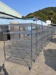 貨架帶輪移動鍍鉻不鏽鋼置物架多層線網倉庫儲物架工廠車間物料架