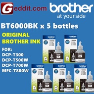 BROTHER CISS BLACK INK FOR T SERIES BT6000BK 5 BOTTLES PACK BT6000 BT6000-BK