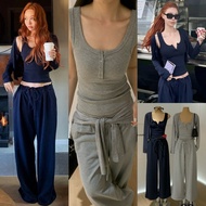 W10785 3-Piece Set: Buttoned Tank Top + Long-Sleeved Jacket + Warm-Up Pants Korean Fashion TAG WG.WE