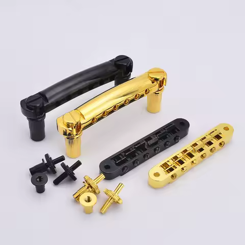1 Set Black / Gold Tune-O-Matic Electric Guitar Bridge And Tailpiece For LP SG 6 String Guitars Elec