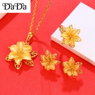 emas 916 Original Malaysian Necklace Ladies Indian Set Small Daisy Ruby Micro Inlaid Sunflower for W