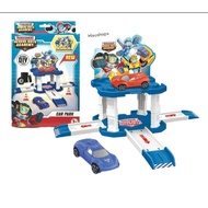 TRANSFORMERS RESCUE BOTS ACADEMY Transit Parking Lot Yard Toys Car With 2 Cars And A