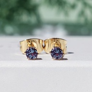 3mm 人造亞歷山大變石耳環醫療級不鏽鋼 Neon tetra