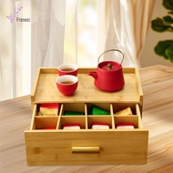 [freneci] Wooden Tea Bag Organizer Grid Station Chest Decor Space Saving Accessories Tea