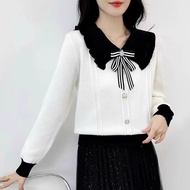 Korea Korea 2026 Doll Collar 2024 New Style Sweater Autumn Winter Knitwear Fashionable Bow All-Match