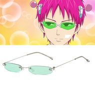 Anime The Disastrous Life Of Saiki K. Cosplay Props Saiki Kusuo Glasses Green Lens Sunglasses Small Frame Daily Cos Fashion