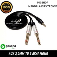 Kabel Jack Audio Aux 3,5mm To 2 Akai Mono 1 Meter