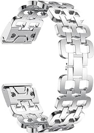 GANYUU Quick release strap For Garmin Fenix 6X 6XPro 5X 5XPlus watch band For Fenix 3 HR/Descent Mk1 bracelet Stainless steel Wristband (Color : Silver, Size : 26mm Fenix 6X 6XPro)