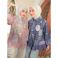 Kienka - Azalea Blouse Top Premium Monogram Printed FloralWanita