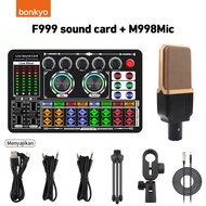 Soundcard bonkyo F999 Sound Card+M998Mic  Audio Mixer Voice Changer Mixing Console Amplifier Phone C