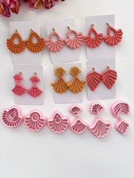 Boho Fringe Styling Soft Clay Mold, Embossing Polymer Clay Cutters-Flowers & Leaf Shape, Clay Earrin