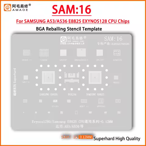 Amaoe SAM16 BGA Reballing Stencil For Samsung A53 A536 Exynos 1280 E8825 CPU SPU13 SHANNON5511 S5511