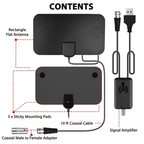 Protable Indoor Digital DVB-T2 TV Antenna 3000 Miles Range 4K 8k HDTV 1080p Receiver Amplifier Boost