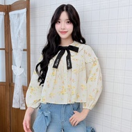 FLAT2112 : MELLOW BLOOM BLOUSE เสื้อเชิ้ตลายดอกไม้คอปกโบว์ Everyday look เสื้อใส่ทำงาน เสื้อผู้หญิง 