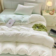 3pcs white/green Duvet Cover Set (1*Duvet Cover + 2*Pillowcase, Without Core),pure fabricBedding Set