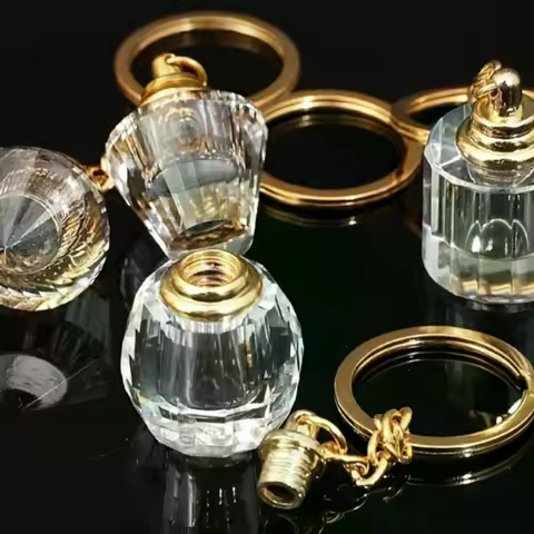 Elegant Mini Glass Perfume Bottle Keychain Portable Refillable Glass Bottle With Cap Keyring Ideal G
