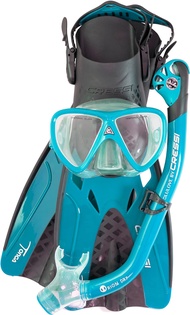 Cressi Adult Snorkeling Set (Mask, Dry Snorkel, Adjustable Fins) - Light Equipment- Tonga Pro Dry Se