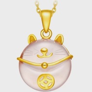 CHOW TAI FOOK CHOW TAI FOOK 999.9 Pure Gold Pendant- Pink Chalcedony Lucky Cat R19577