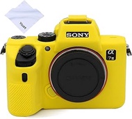 Yisau Sony A7iii A7Riii A7siii Case, Professional Silicone Rubber Case Cover Coverable Protective for Sony Alpha A7 iii A7r iii A7siii Camera + Microfiber Cloth (Yellow)