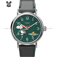 TIMEX TW2V60200 Unisex Analog Watch Standard Peanuts Snoopy Ice Skating 40mm Leather Strap Green *Or