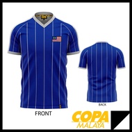 (READY STOCK) Jersi Bola Sepak Retro Malaysia 1983-1984 Blue Football Shirt Harimau Copa Malaya Polyester Jersey Biru