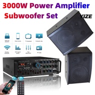A pair of 6.5-inch Card Package Speakers+3000W Amplifier SET DJ Car Home Theater Speakers Karaoke Bar Wooden Audio Kits Karaoke AmpAudio Speaker Set Ready stock Family KTV Home System
