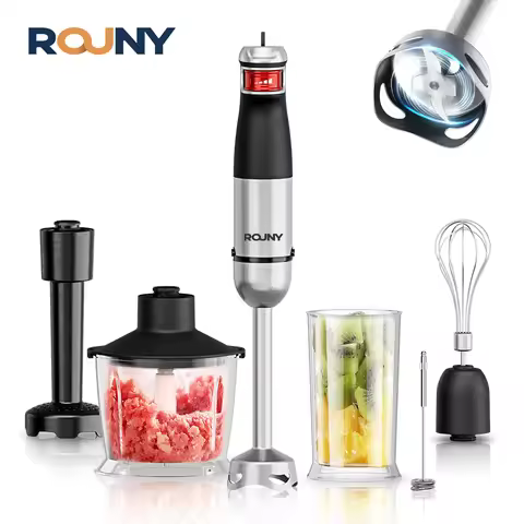 Electric Hand Held Stick Blender 6-in-1 Multi-Purpose Immersion Hand Blender,Stainless Steel Blades,