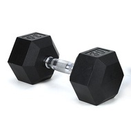 1piece 30lb Rubber Coated Solid Cast Iron Dumbbell With Contoured Chrome Handle, Hexagon Head,for Ho
