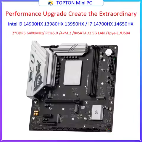 Intel Core i9 14900HX TOPC Gaming Motherboard DDR5 6400MHz PCIe5.0 4×M.2 8×SATA 2.5G LAN Tpye-E USB4