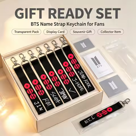 7 Styles BTS Name Strap Keychain K-pop Idol Jin RM Suga Jimin V J-Hope Jungkook Lanyard Bag Charm Fa