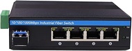 Harsh Outdoor 5-Port Gigabit Ethernet Fiber Converter, Industrial DIN-Rail Network Switch, 100/1000B