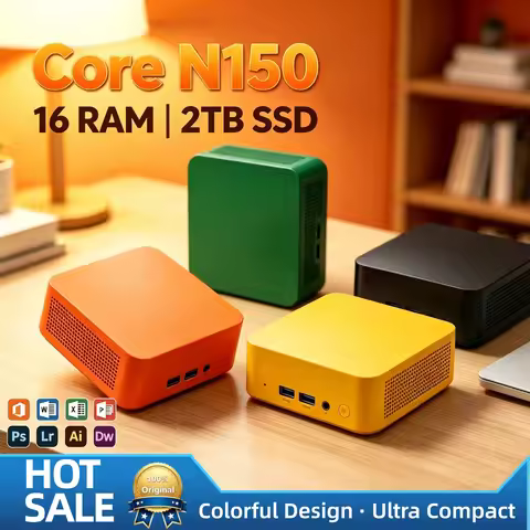 Intel N150 Small Form Factor PC 16GB DDR4 2TB NVMe SSD Triple 4K HDMI WiFi6 Efficient Cooling Office