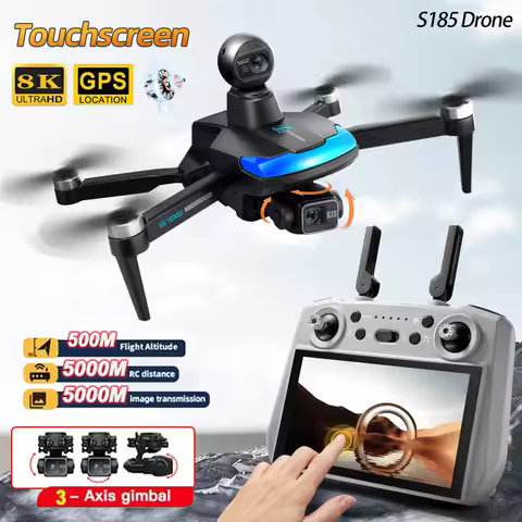 S185 GPS Drone with 3-axis PTZ 5G Digital Image Transmission 4K Drone with Camera LCD Screen Remote 