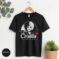 Cruella De Vil Shirt Villain Graphic Tee Black White Goth Style T-Shirt Evil Queen Fashion Halloween