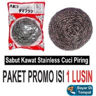 Restock ( 1 Lusin ) Sabut Kawat Stainless Cuci Piring / Spons Kawat