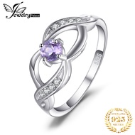 JewelryPalace Infinity Round Natural Amethyst 925 Sterling Silver Rings for Women Fashion Purple Gemstone Jewelry Statement Band