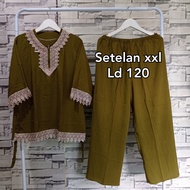 One Set Daster Arab/setelan baju dan celana jumbo/Setelan Arab Renda Jumbo