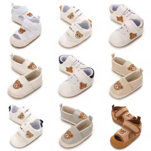 Spring and Autumn Cute Bear Pattern Sports Shoes 0-12 Months Baby Soft Bottom Non slip Sneaker