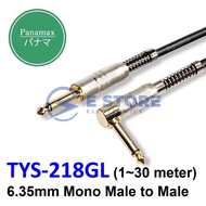 Panamax 1~30 meter 6.35MM TS Angle Audio Cable 1/4" L Shape Mono Guitar Cord Amp Instrument - TYS-21